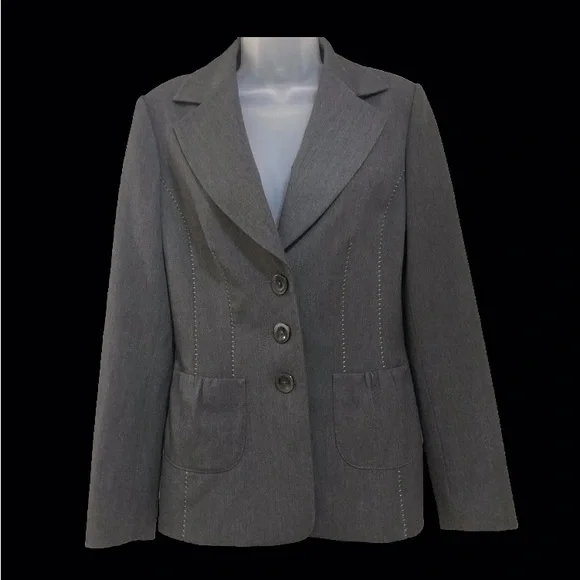 Classiques Entier Woman Grey Three Button Jacket Blazer - Picture 3 of 11